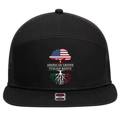 American Grown With Italian Roots Italy 7 Panel Mesh Trucker Snapback Hat