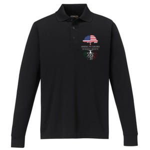 American Grown With Italian Roots Italy Performance Long Sleeve Polo