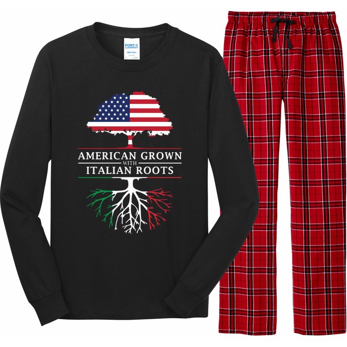 American Grown With Italian Roots Italy Long Sleeve Pajama Set