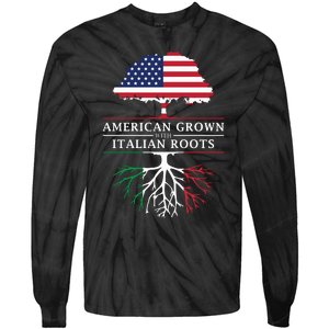 American Grown With Italian Roots Italy Tie-Dye Long Sleeve Shirt