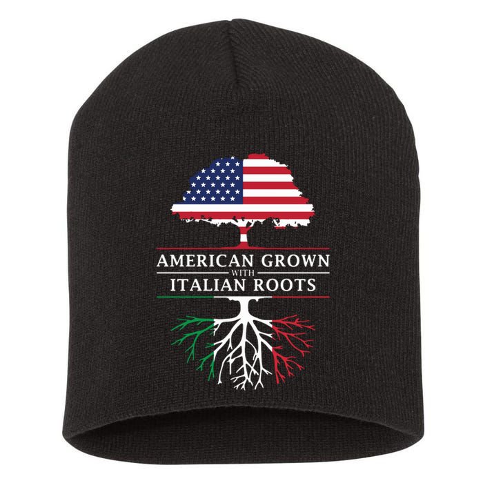 American Grown With Italian Roots Italy Short Acrylic Beanie