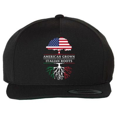 American Grown With Italian Roots Italy Wool Snapback Cap