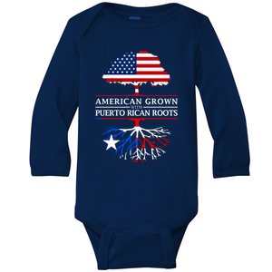 American Grown With Puerto Rican Roots Gift Puerto Rico Gift Baby Long Sleeve Bodysuit