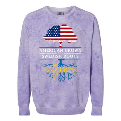 American Grown With Swedish Roots Gift Sweden Gift Colorblast Crewneck Sweatshirt