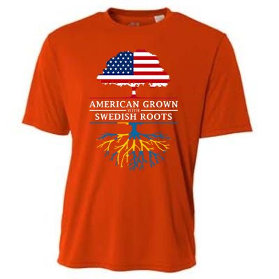 American Grown With Swedish Roots Gift Sweden Gift Cooling Performance Crew T-Shirt