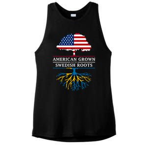 American Grown With Swedish Roots Gift Sweden Gift Ladies PosiCharge Tri-Blend Wicking Tank