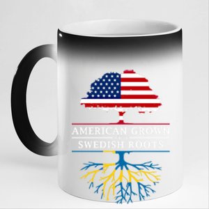 American Grown With Swedish Roots Gift Sweden Gift 11oz Black Color Changing Mug