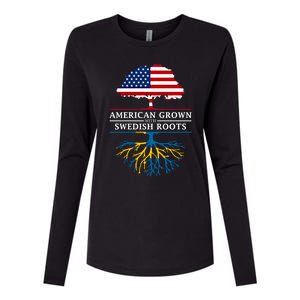 American Grown With Swedish Roots Gift Sweden Gift Womens Cotton Relaxed Long Sleeve T-Shirt