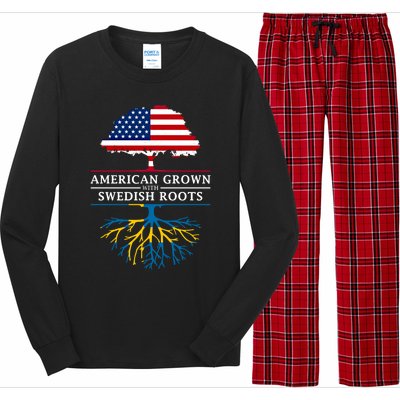 American Grown With Swedish Roots Gift Sweden Gift Long Sleeve Pajama Set