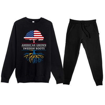 American Grown With Swedish Roots Gift Sweden Gift Premium Crewneck Sweatsuit Set