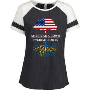 American Grown With Swedish Roots Gift Sweden Gift Enza Ladies Jersey Colorblock Tee