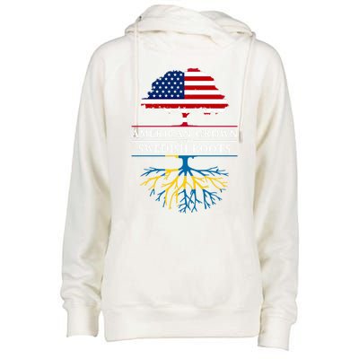 American Grown With Swedish Roots Gift Sweden Gift Womens Funnel Neck Pullover Hood