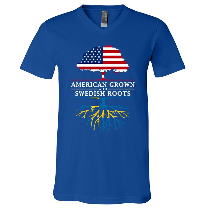 American Grown With Swedish Roots Gift Sweden Gift V-Neck T-Shirt