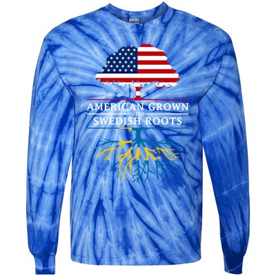 American Grown With Swedish Roots Gift Sweden Gift Tie-Dye Long Sleeve Shirt