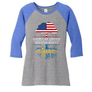 American Grown With Swedish Roots Gift Sweden Gift Women's Tri-Blend 3/4-Sleeve Raglan Shirt