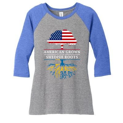 American Grown With Swedish Roots Gift Sweden Gift Women's Tri-Blend 3/4-Sleeve Raglan Shirt