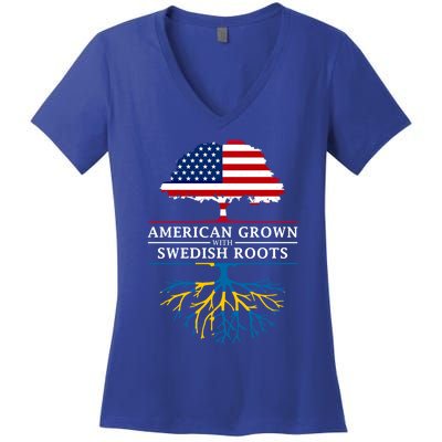 American Grown With Swedish Roots Gift Sweden Gift Women's V-Neck T-Shirt