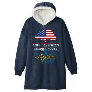 American Grown With Swedish Roots Gift Sweden Gift Hooded Wearable Blanket