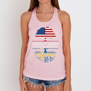 American Grown With Swedish Roots Gift Sweden Gift Women's Knotted Racerback Tank