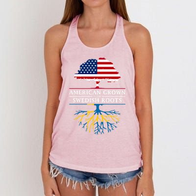 American Grown With Swedish Roots Gift Sweden Gift Women's Knotted Racerback Tank