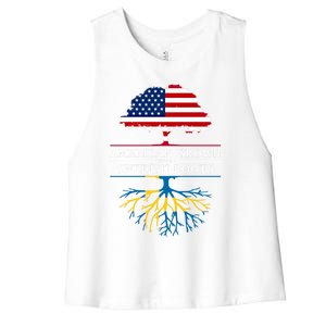 American Grown With Swedish Roots Gift Sweden Gift Women's Racerback Cropped Tank