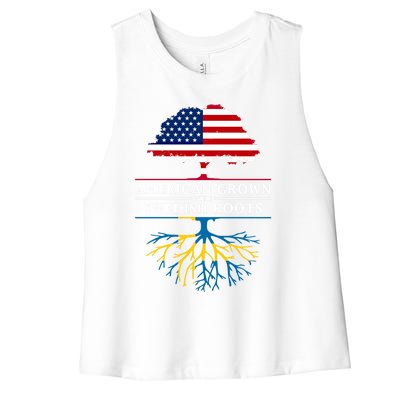 American Grown With Swedish Roots Gift Sweden Gift Women's Racerback Cropped Tank