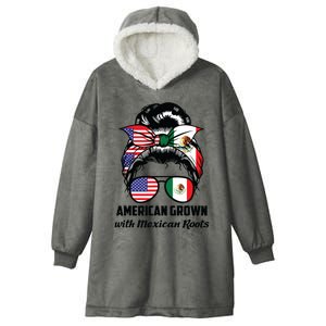 American Grown With Mexican Roots Mexican Hooded Wearable Blanket