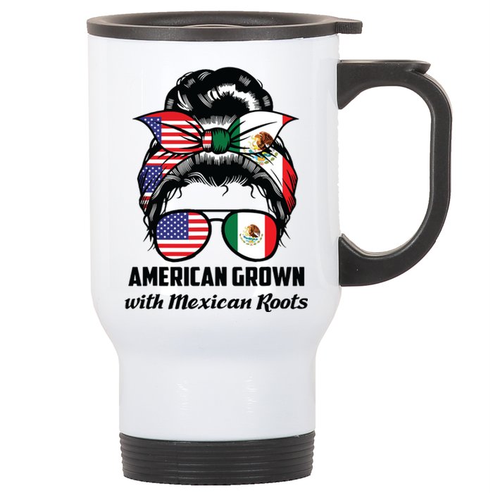 American Grown With Mexican Roots Mexican Stainless Steel Travel Mug