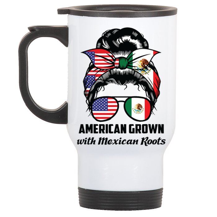 American Grown With Mexican Roots Mexican Stainless Steel Travel Mug