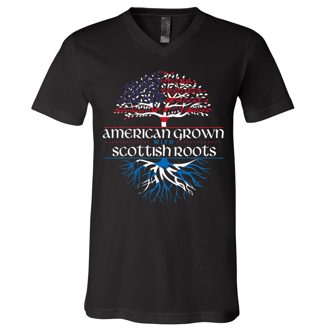 American Grown With Scottish Roots Scotland Pride Heritage V-Neck T-Shirt