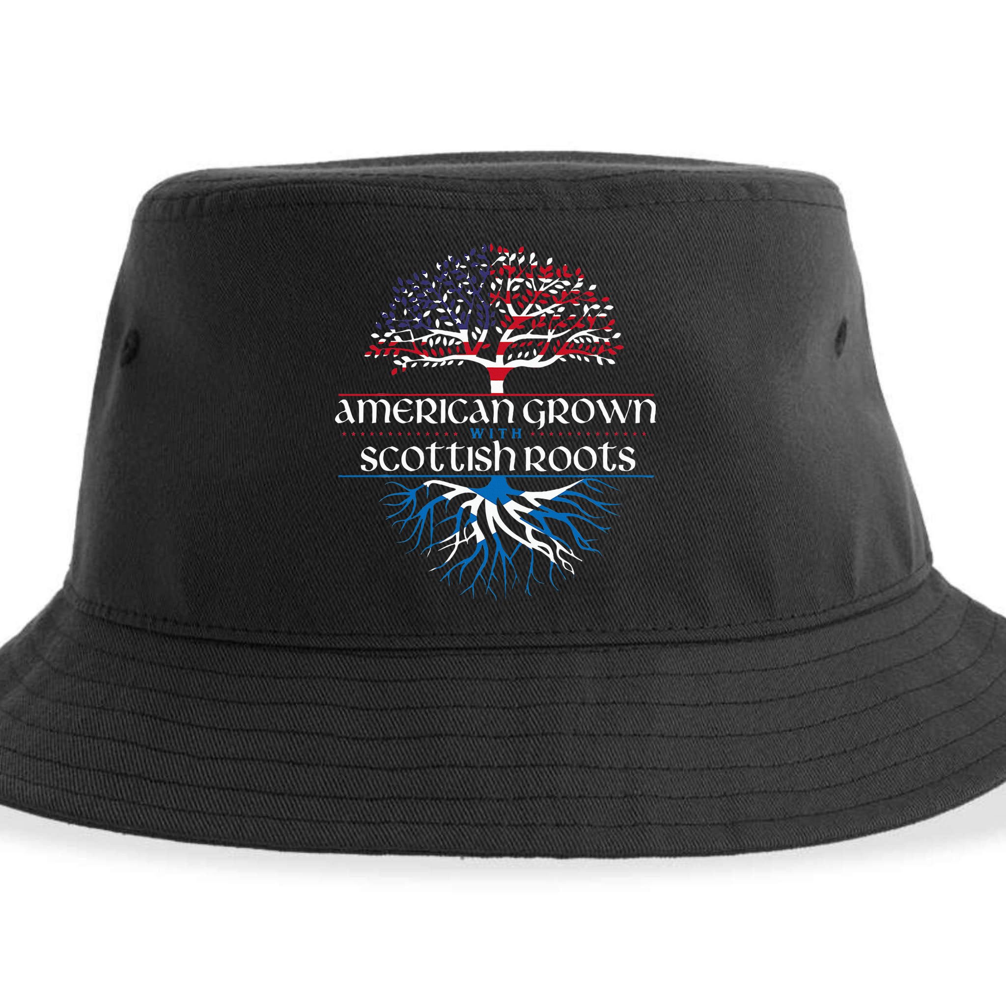 American Grown With Scottish Roots Scotland Pride Heritage Sustainable Bucket Hat