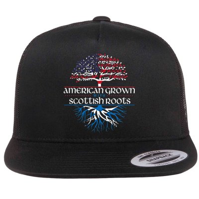 American Grown With Scottish Roots Scotland Pride Heritage Flat Bill Trucker Hat
