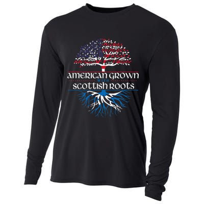 American Grown With Scottish Roots Scotland Pride Heritage Cooling Performance Long Sleeve Crew