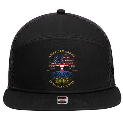 American Grown With Ukrainian Roots Tree Vintage Usa Flag 7 Panel Mesh Trucker Snapback Hat