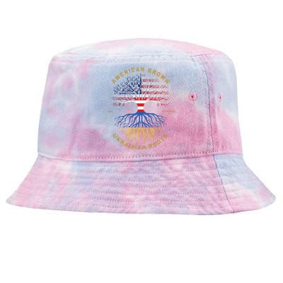 American Grown With Ukrainian Roots Tree Vintage Usa Flag Tie-Dyed Bucket Hat