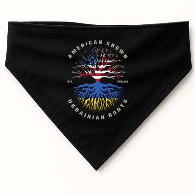 American Grown With Ukrainian Roots Usa Flag Ukraine USA-Made Doggie Bandana