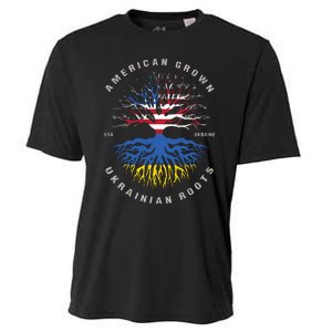 American Grown With Ukrainian Roots Usa Flag Ukraine Cooling Performance Crew T-Shirt