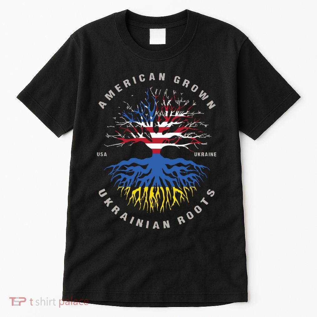 American Grown With Ukrainian Roots Usa Flag Ukraine Tall T-Shirt