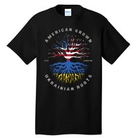 American Grown With Ukrainian Roots Usa Flag Ukraine Tall T-Shirt