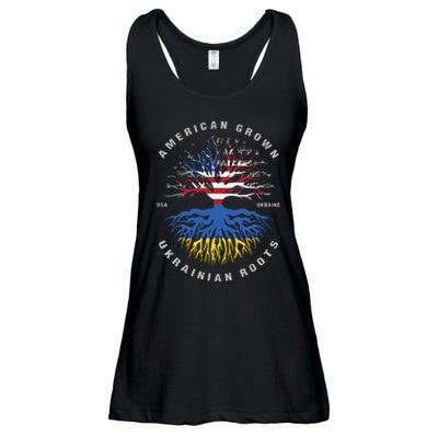 American Grown With Ukrainian Roots Usa Flag Ukraine Ladies Essential Flowy Tank