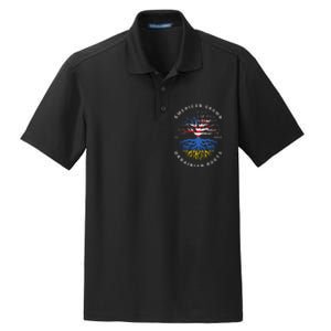 American Grown With Ukrainian Roots Usa Flag Ukraine Dry Zone Grid Polo