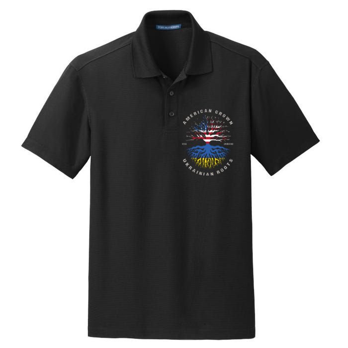 American Grown With Ukrainian Roots Usa Flag Ukraine Dry Zone Grid Polo