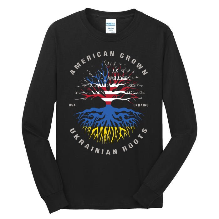 American Grown With Ukrainian Roots Usa Flag Ukraine Tall Long Sleeve T-Shirt