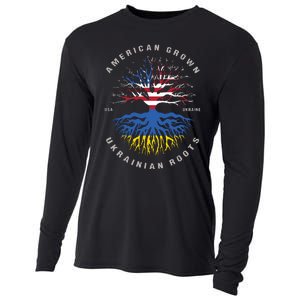 American Grown With Ukrainian Roots Usa Flag Ukraine Cooling Performance Long Sleeve Crew