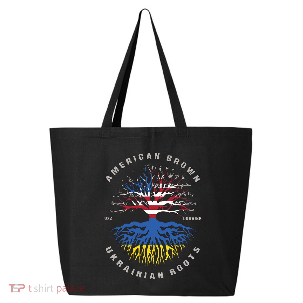 American Grown With Ukrainian Roots Usa Flag Ukraine 25L Jumbo Tote