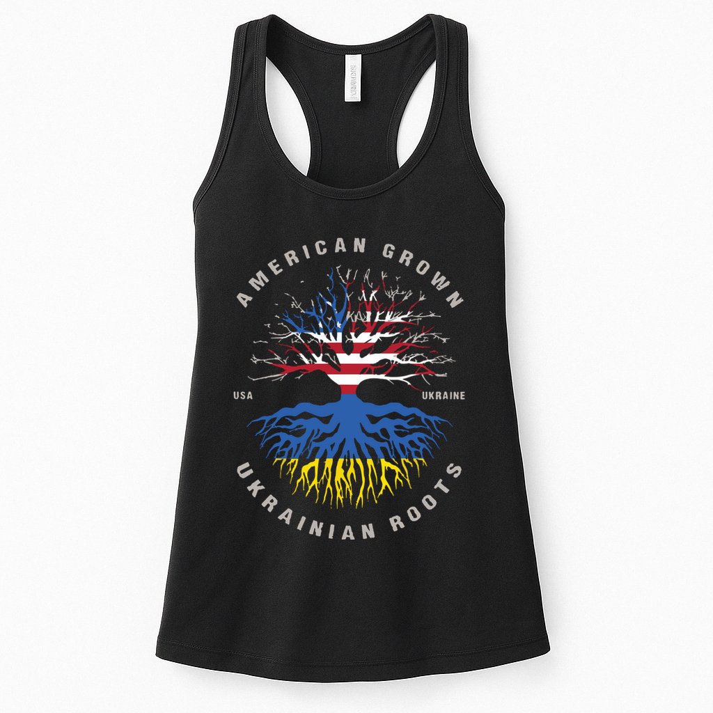American Grown With Ukrainian Roots Usa Flag Ukraine Womens Tank Top