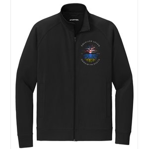 American Grown With Ukrainian Roots Usa Flag Ukraine Stretch Full-Zip Cadet Jacket