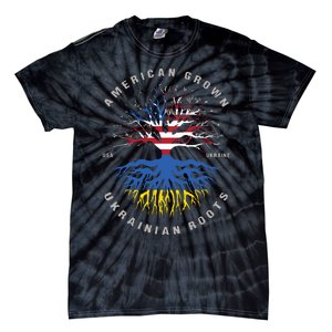 American Grown With Ukrainian Roots Usa Flag Ukraine Tie-Dye T-Shirt