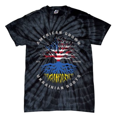 American Grown With Ukrainian Roots Usa Flag Ukraine Tie-Dye T-Shirt