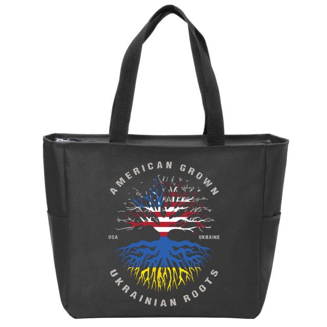 American Grown With Ukrainian Roots Usa Flag Ukraine Zip Tote Bag